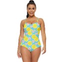 Blue neon lemons Retro Full Coverage Swimsuit View1