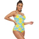 Blue neon lemons Retro Full Coverage Swimsuit View3