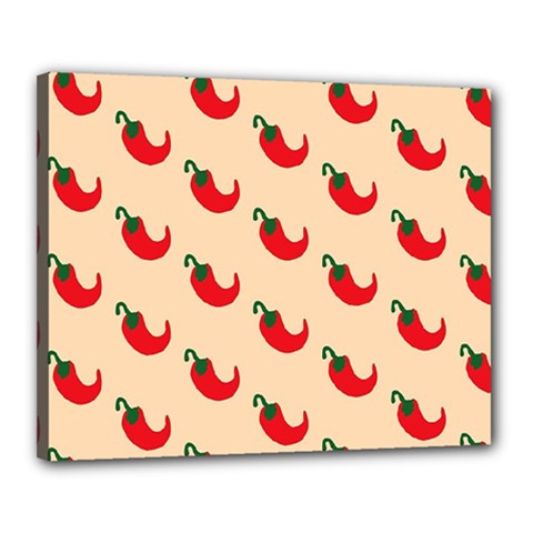 Small Mini Peppers Pink Canvas 20  X 16  (stretched) by ConteMonfrey