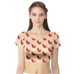 Small Mini Peppers Pink Short Sleeve Crop Top by ConteMonfrey