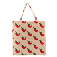 Small Mini Peppers Pink Grocery Tote Bag by ConteMonfrey