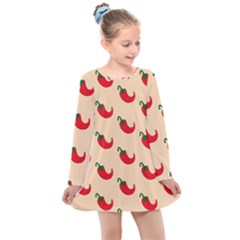 Small Mini Peppers Pink Kids  Long Sleeve Dress by ConteMonfrey