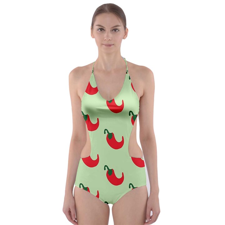 Small Mini Peppers Green Cut-Out One Piece Swimsuit