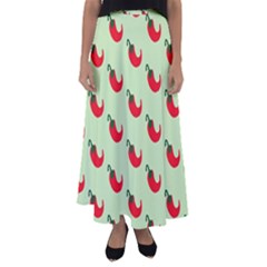 Small Mini Peppers Green Flared Maxi Skirt by ConteMonfrey