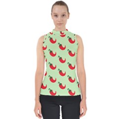 Small Mini Peppers Green Mock Neck Shell Top by ConteMonfrey