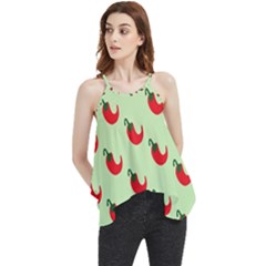 Small Mini Peppers Green Flowy Camisole Tank Top by ConteMonfrey