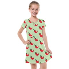 Small Mini Peppers Green Kids  Cross Web Dress by ConteMonfrey