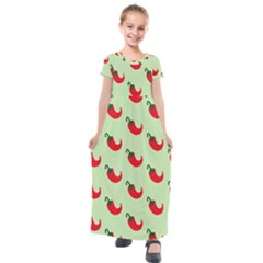 Small Mini Peppers Green Kids  Short Sleeve Maxi Dress by ConteMonfrey