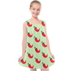 Small Mini Peppers Green Kids  Cross Back Dress by ConteMonfrey