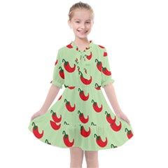 Small Mini Peppers Green Kids  All Frills Chiffon Dress by ConteMonfrey