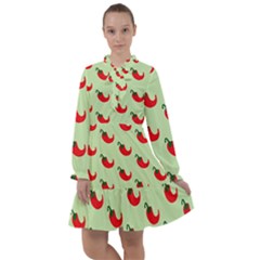 Small Mini Peppers Green All Frills Chiffon Dress by ConteMonfrey