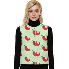 Small Mini Peppers Green Women s Short Button Up Puffer Vest by ConteMonfrey