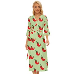 Small Mini Peppers Green Midsummer Wrap Dress by ConteMonfrey