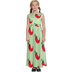 Small Mini Peppers Green Kids  Satin Sleeveless Maxi Dress by ConteMonfrey