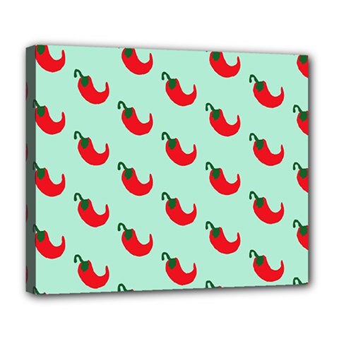 Small Mini Peppers Blue Deluxe Canvas 24  X 20  (stretched) by ConteMonfrey