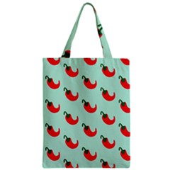 Small Mini Peppers Blue Zipper Classic Tote Bag by ConteMonfrey