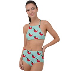 Small Mini Peppers Blue High Waist Tankini Set by ConteMonfrey