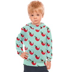 Small Mini Peppers Blue Kids  Hooded Pullover by ConteMonfrey