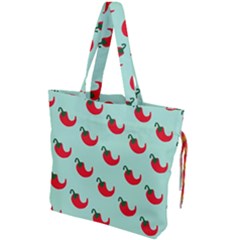 Small Mini Peppers Blue Drawstring Tote Bag by ConteMonfrey