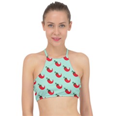 Small Mini Peppers Blue Racer Front Bikini Top by ConteMonfrey