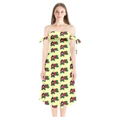 Guarana Fruit Clean Shoulder Tie Bardot Midi Dress by ConteMonfrey