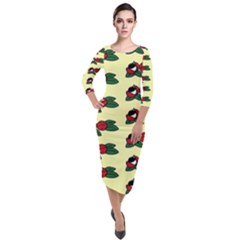 Guarana Fruit Clean Quarter Sleeve Midi Velour Bodycon Dress by ConteMonfrey