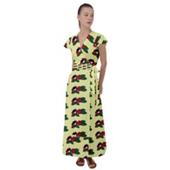 Guarana Fruit Clean Flutter Sleeve Maxi Dress by ConteMonfrey