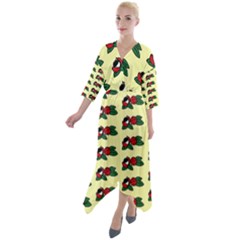 Guarana Fruit Clean Quarter Sleeve Wrap Front Maxi Dress by ConteMonfrey