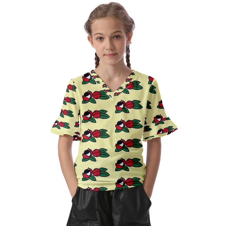 Guarana Fruit Clean Kids  V-Neck Horn Sleeve Blouse