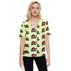 Guarana Fruit Clean Bow Sleeve Button Up Top by ConteMonfrey