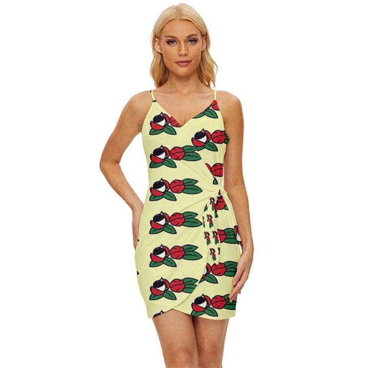 Guarana Fruit Clean Wrap Tie Front Dress