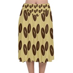 Coffee Beans Velvet Flared Midi Skirt by ConteMonfrey