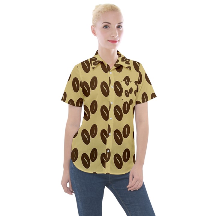 Coffee beans Women s Short Sleeve Pocket Shirt