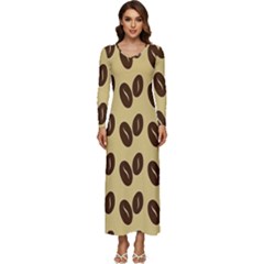 Coffee Beans Long Sleeve Velour Longline Maxi Dress by ConteMonfrey