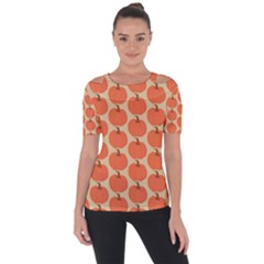 Cute Pumpkin Shoulder Cut Out Short Sleeve Top