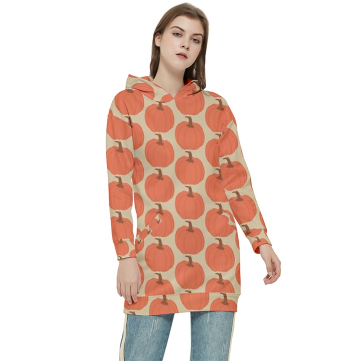 Cute Pumpkin Women s Long Oversized Pullover Hoodie