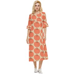 Cute Pumpkin Double Cuff Midi Dress