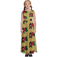 Guarana Fruit Brown Kids  Satin Sleeveless Maxi Dress by ConteMonfrey