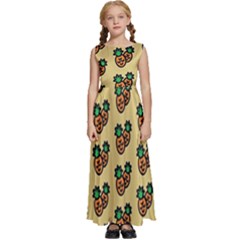 Pastel Pineapple Kids  Satin Sleeveless Maxi Dress