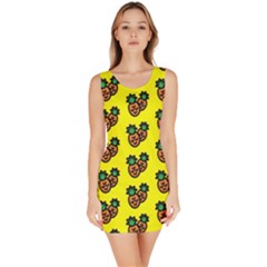 Yellow Background Pineapples Bodycon Dress by ConteMonfrey