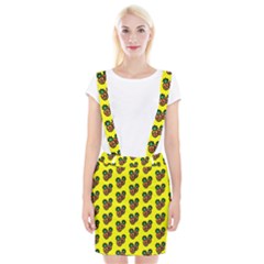 Yellow Background Pineapples Braces Suspender Skirt by ConteMonfrey