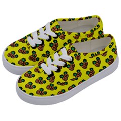 Yellow Background Pineapples Kids  Classic Low Top Sneakers by ConteMonfrey