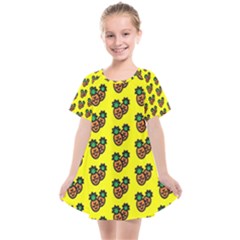 Yellow Background Pineapples Kids  Smock Dress by ConteMonfrey