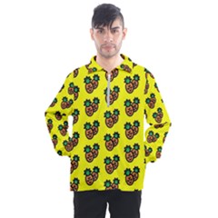 Yellow Background Pineapples Men s Half Zip Pullover by ConteMonfrey