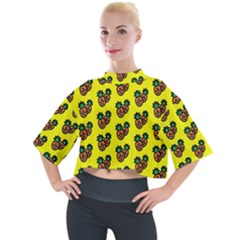 Yellow Background Pineapples Mock Neck Tee