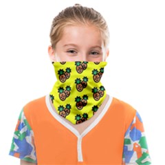 Yellow Background Pineapples Face Covering Bandana (kids) by ConteMonfrey