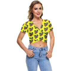 Yellow Background Pineapples Short Sleeve Foldover Tee by ConteMonfrey