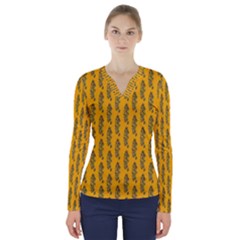 Yellow Lemon Branches Garda V-neck Long Sleeve Top by ConteMonfrey