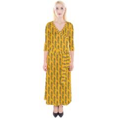 Yellow Lemon Branches Garda Quarter Sleeve Wrap Maxi Dress by ConteMonfrey