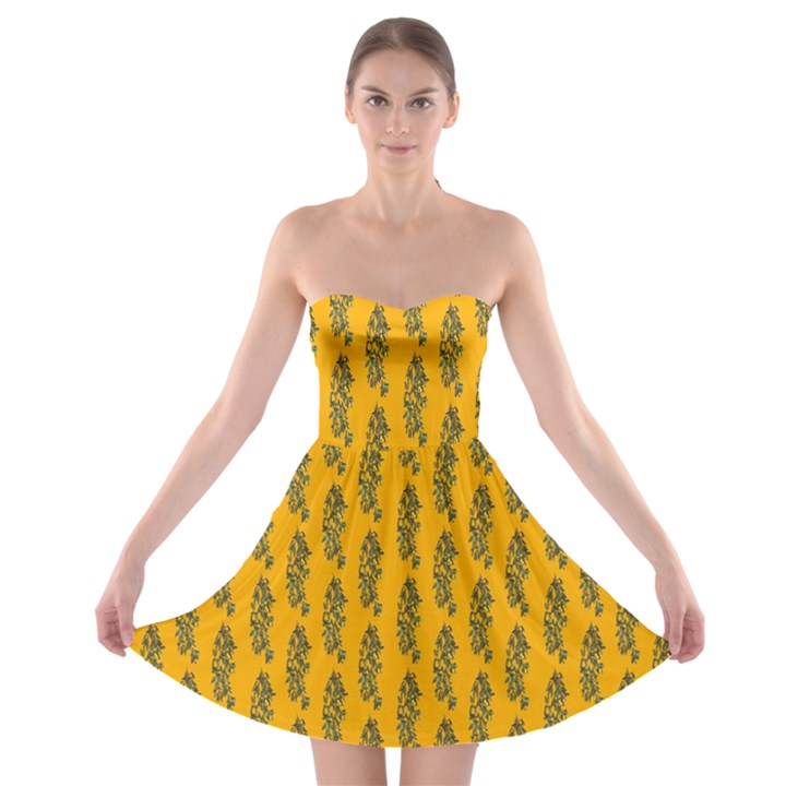 Yellow Lemon Branches Garda Strapless Bra Top Dress